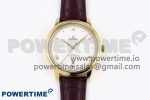 De Ville Date YG MKF 1:1 Best Edition White Textured Dial Roman Marker on Brown Leather Strap A8800