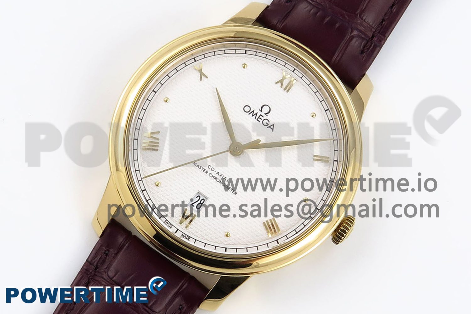 De Ville Date YG MKF 1:1 Best Edition White Textured Dial Roman Marker on Brown Leather Strap A8800 - Image 2