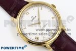 De Ville Date YG MKF 1:1 Best Edition White Textured Dial Roman Marker on Brown Leather Strap A8800 - Image 3