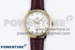 De Ville Date YG MKF 1:1 Best Edition White Textured Dial Diamonds Marker on Brown Leather Strap A8800