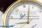 De Ville Date YG MKF 1:1 Best Edition White Textured Dial Diamonds Marker on Brown Leather Strap A8800 - Image 4