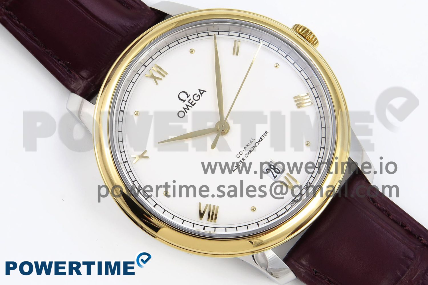 De Ville Date YG MKF 1:1 Best Edition White Dial Roman Marker on Brown Leather Strap A8800 - Image 3