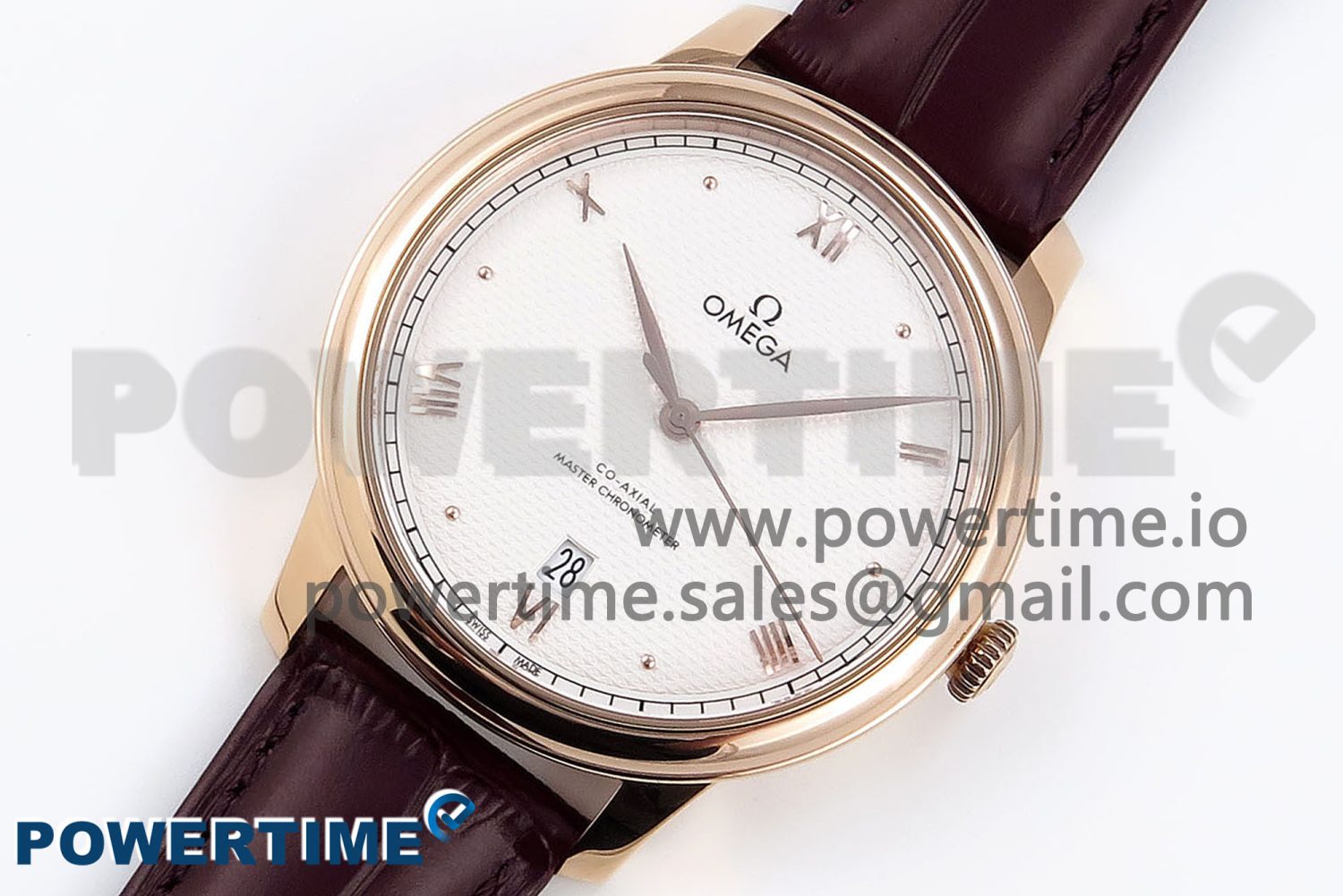 De Ville Date RG MKF 1:1 Best Edition White Textured Dial Roman Marker on Brown Leather Strap A8800 - Image 2