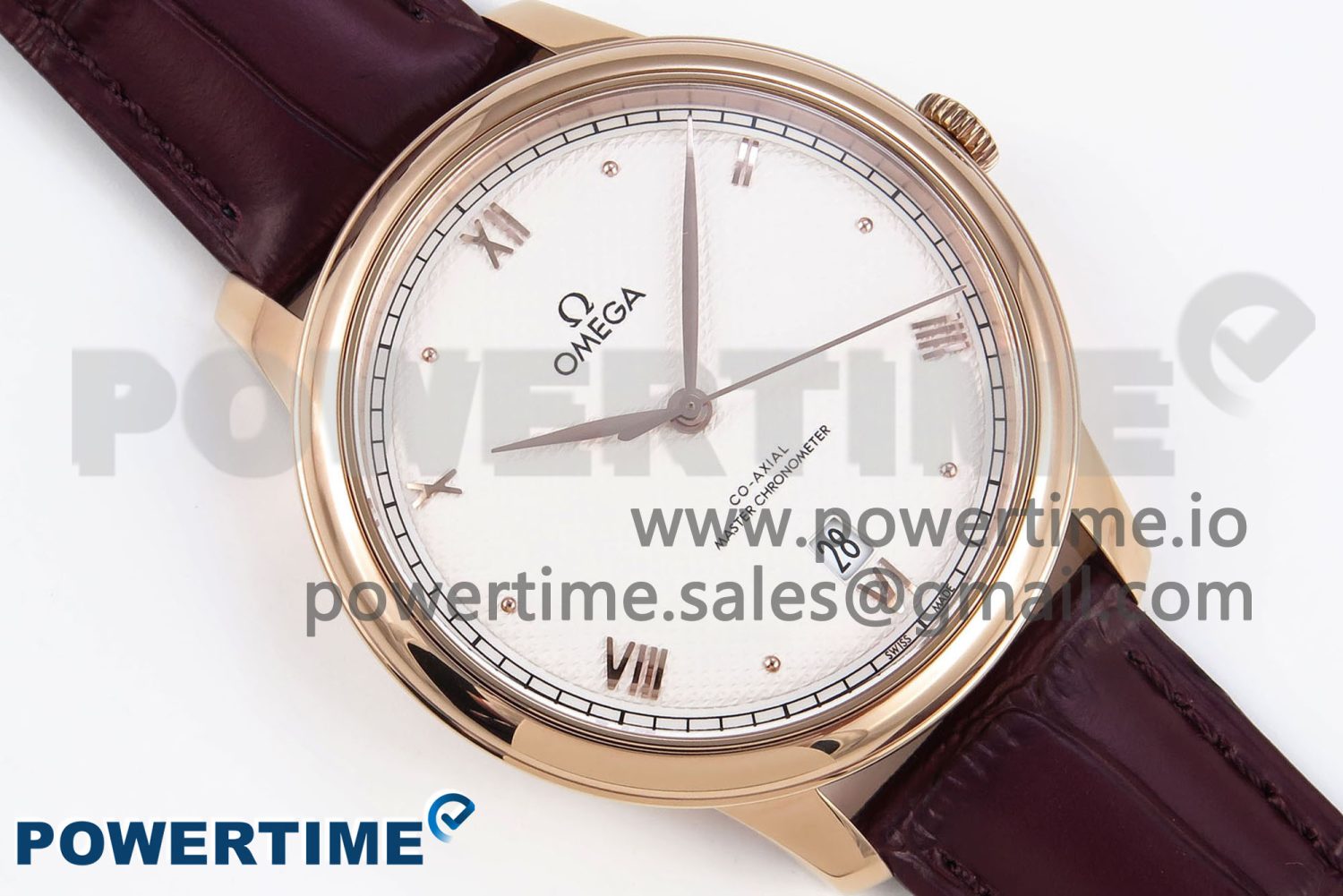 De Ville Date RG MKF 1:1 Best Edition White Textured Dial Roman Marker on Brown Leather Strap A8800 - Image 3