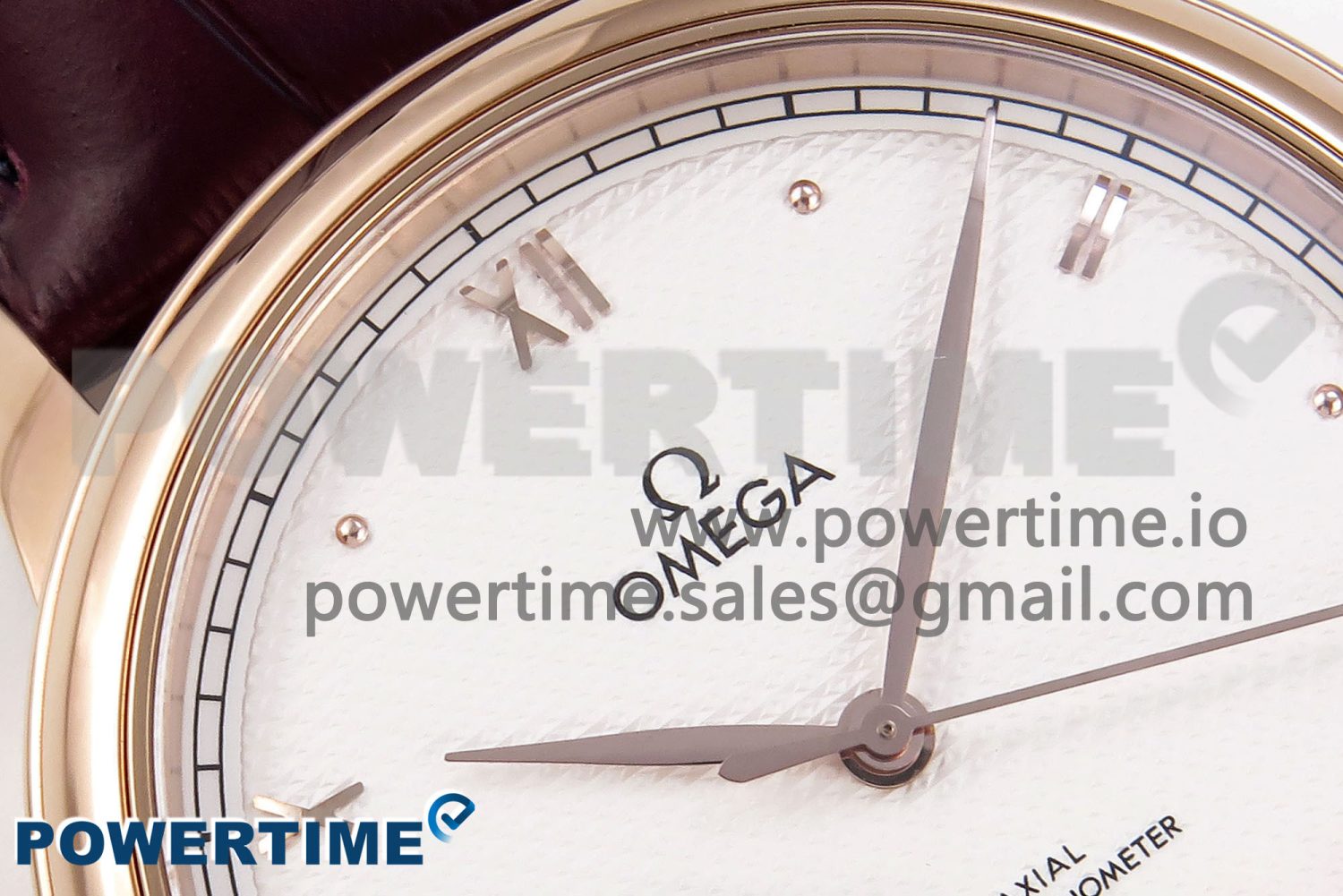 De Ville Date RG MKF 1:1 Best Edition White Textured Dial Roman Marker on Brown Leather Strap A8800 - Image 4