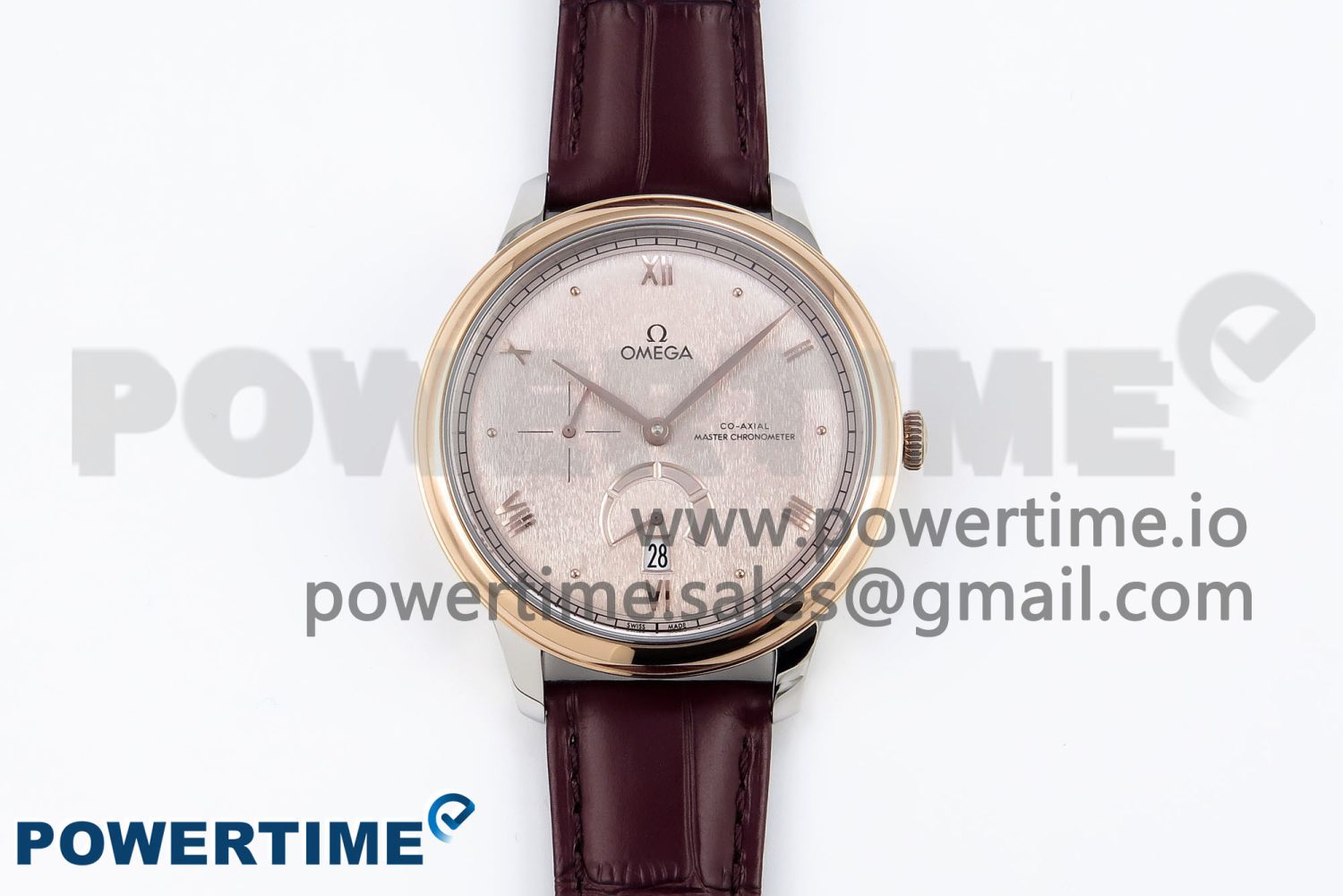 De Ville Date RG MKF 1:1 Best Edition Brown Textured Dial Diamonds Marker on Brown Leather Strap A8800 - Image 1