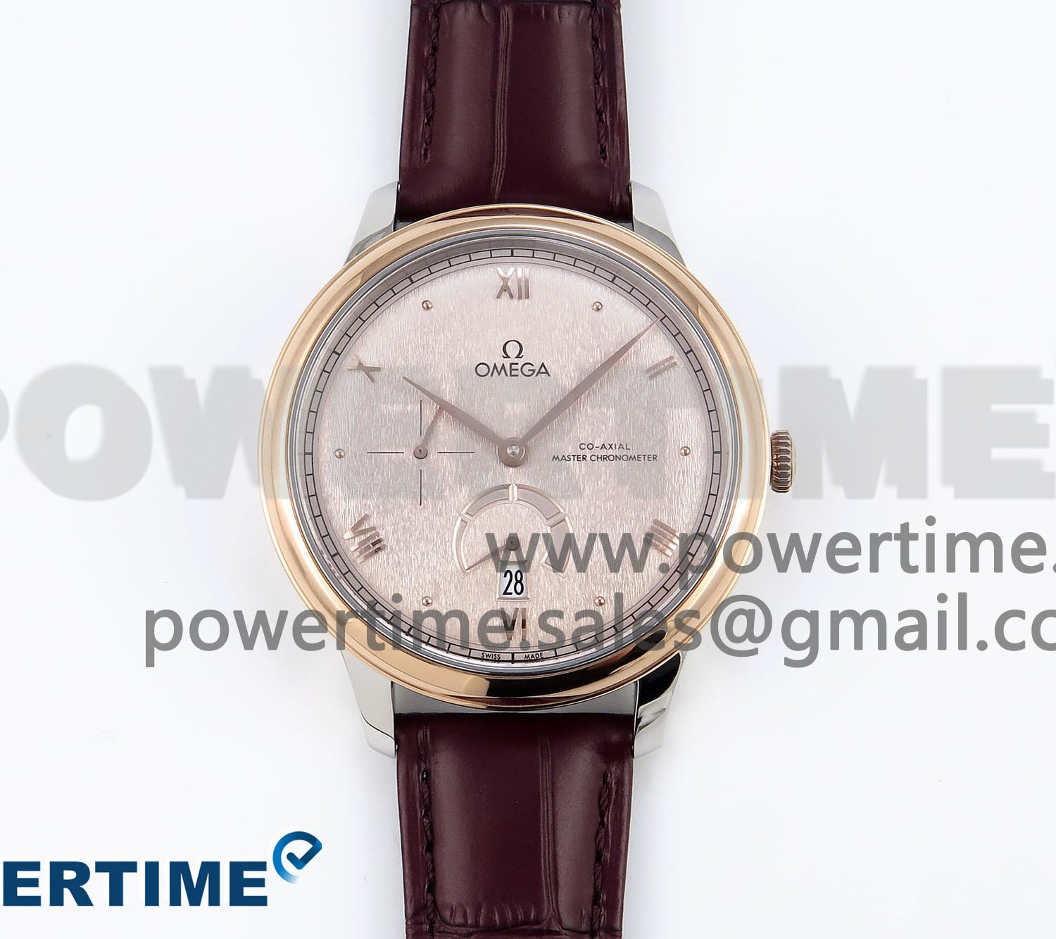 De Ville Date RG MKF 1:1 Best Edition Brown Textured Dial Diamonds Marker on Brown Leather Strap A8800