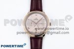 De Ville Date RG MKF 1:1 Best Edition Brown Textured Dial Diamonds Marker on Brown Leather Strap A8800