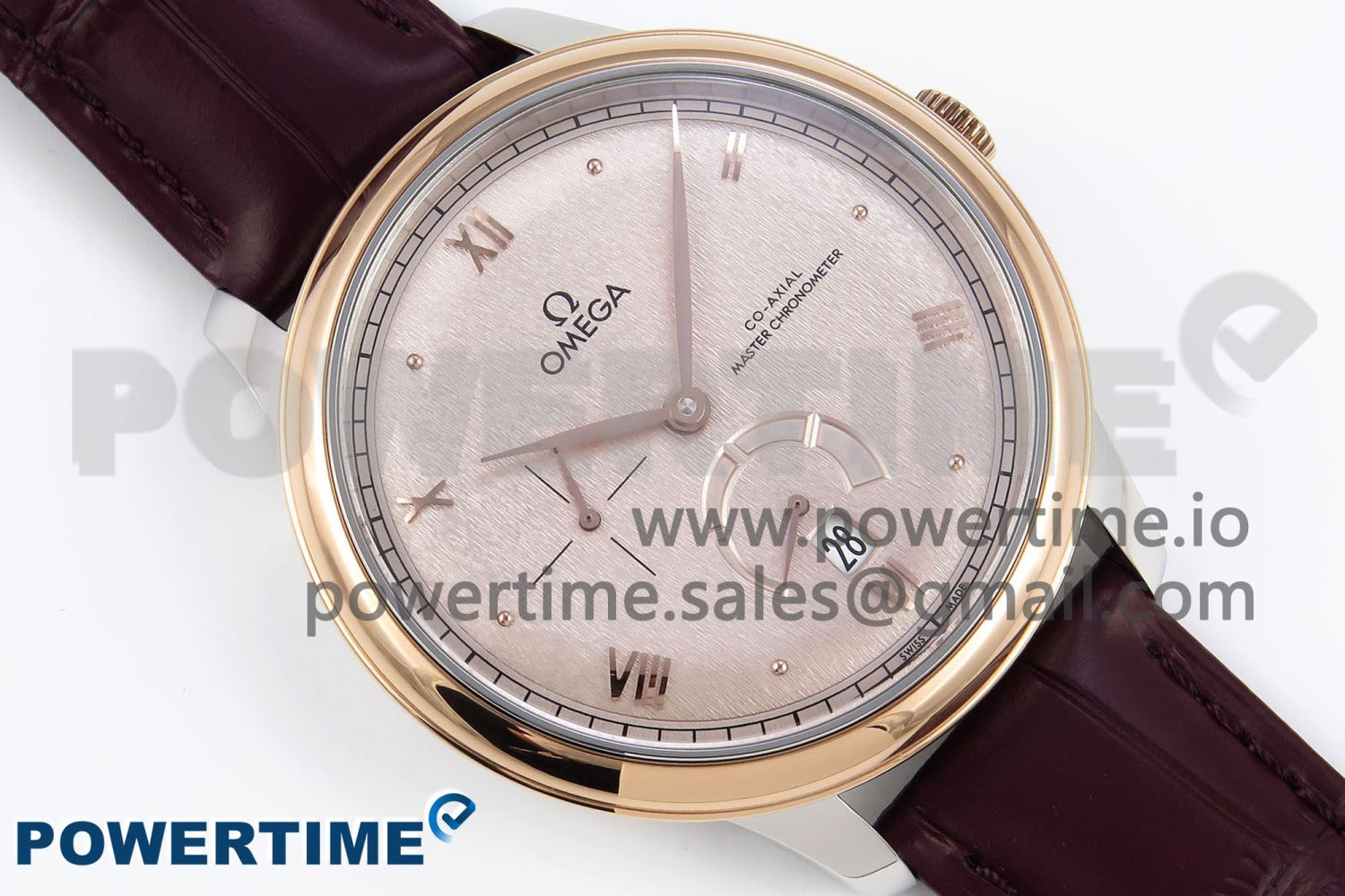 De Ville Date RG MKF 1:1 Best Edition Brown Textured Dial Diamonds Marker on Brown Leather Strap A8800 - Image 3