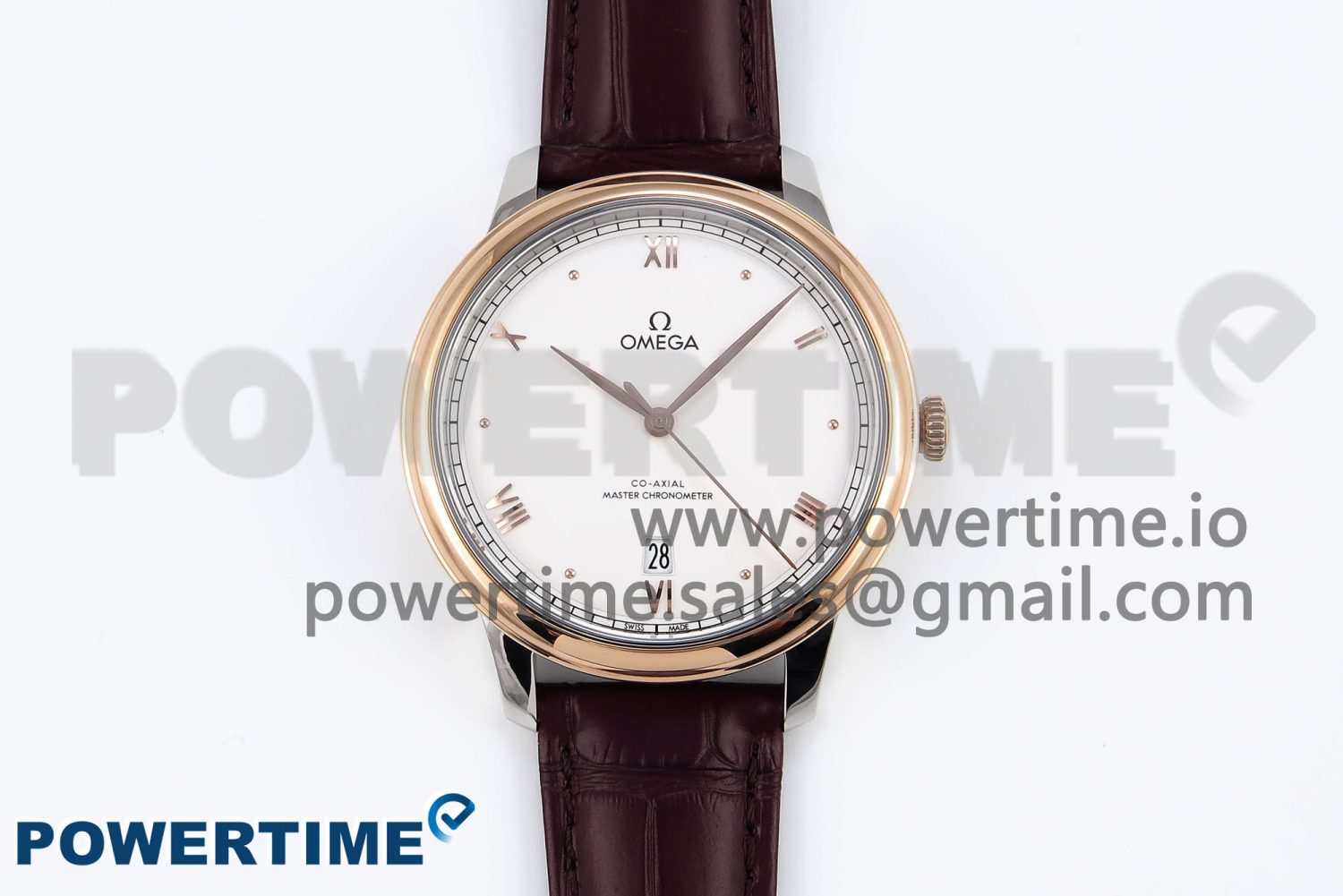 De Ville Date RG MKF 1:1 Best Edition White Dial Roman Marker on Brown Leather Strap A8800 - Image 1