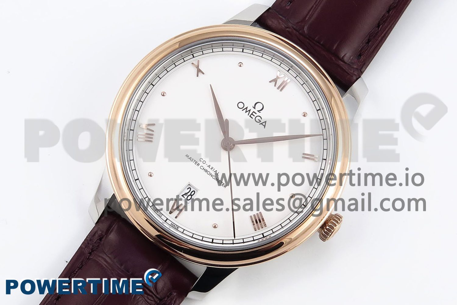 De Ville Date RG MKF 1:1 Best Edition White Dial Roman Marker on Brown Leather Strap A8800 - Image 2