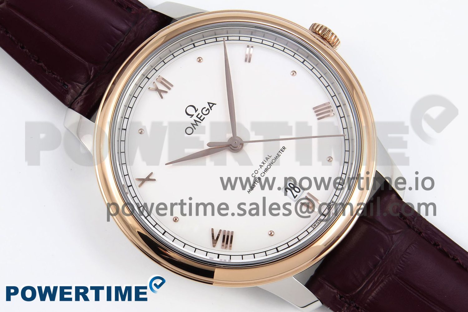 De Ville Date RG MKF 1:1 Best Edition White Dial Roman Marker on Brown Leather Strap A8800 - Image 3