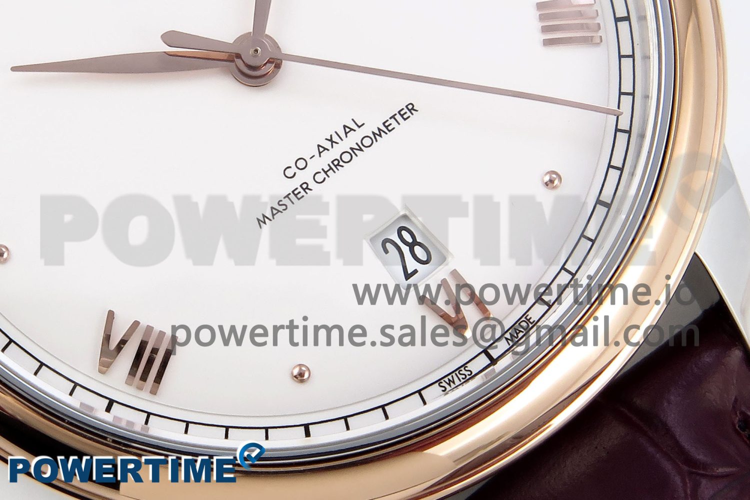 De Ville Date RG MKF 1:1 Best Edition White Dial Roman Marker on Brown Leather Strap A8800 - Image 5