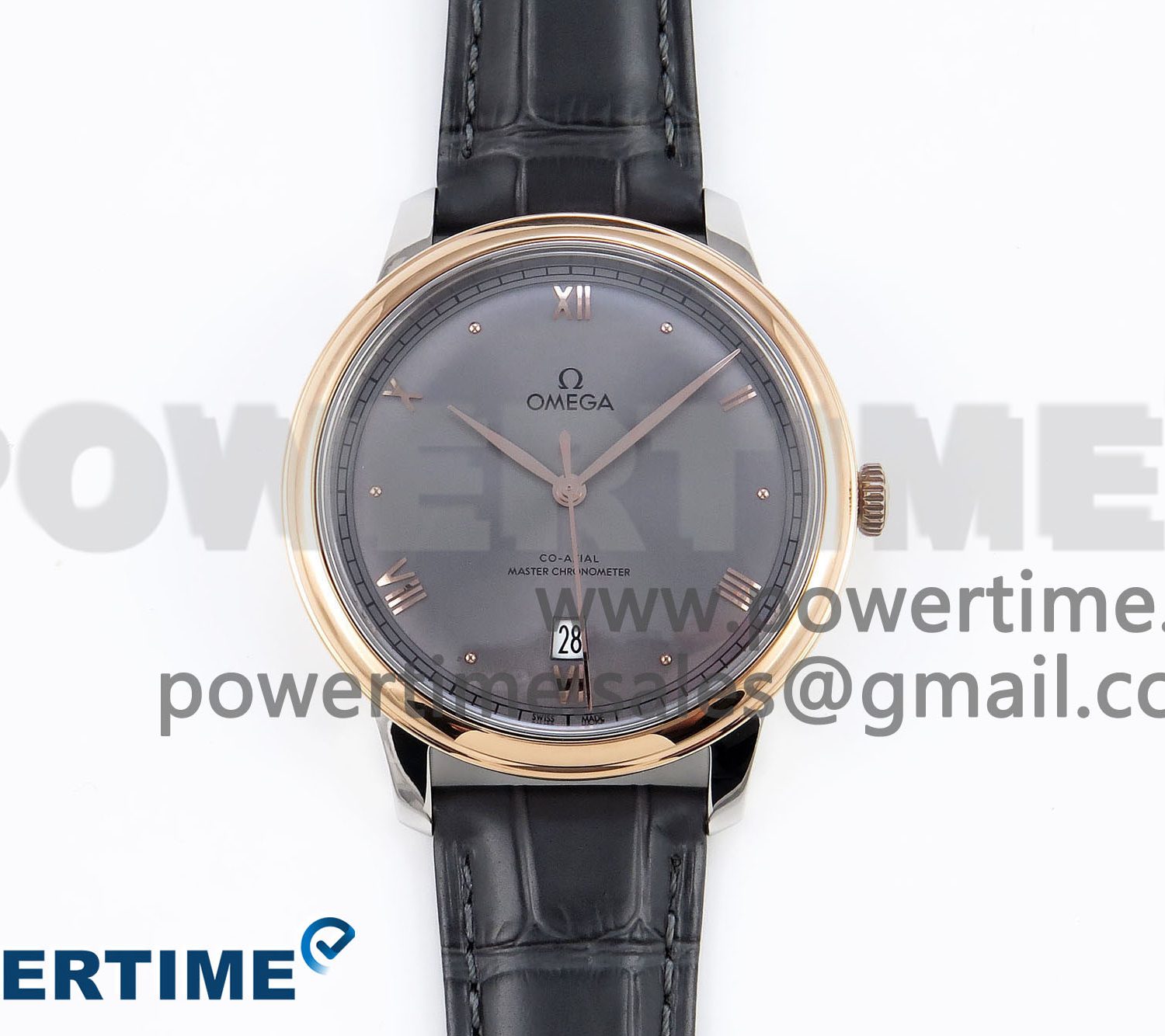 De Ville Date RG MKF 1:1 Best Edition Gray Dial Roman Marker on Gray Leather Strap A8800