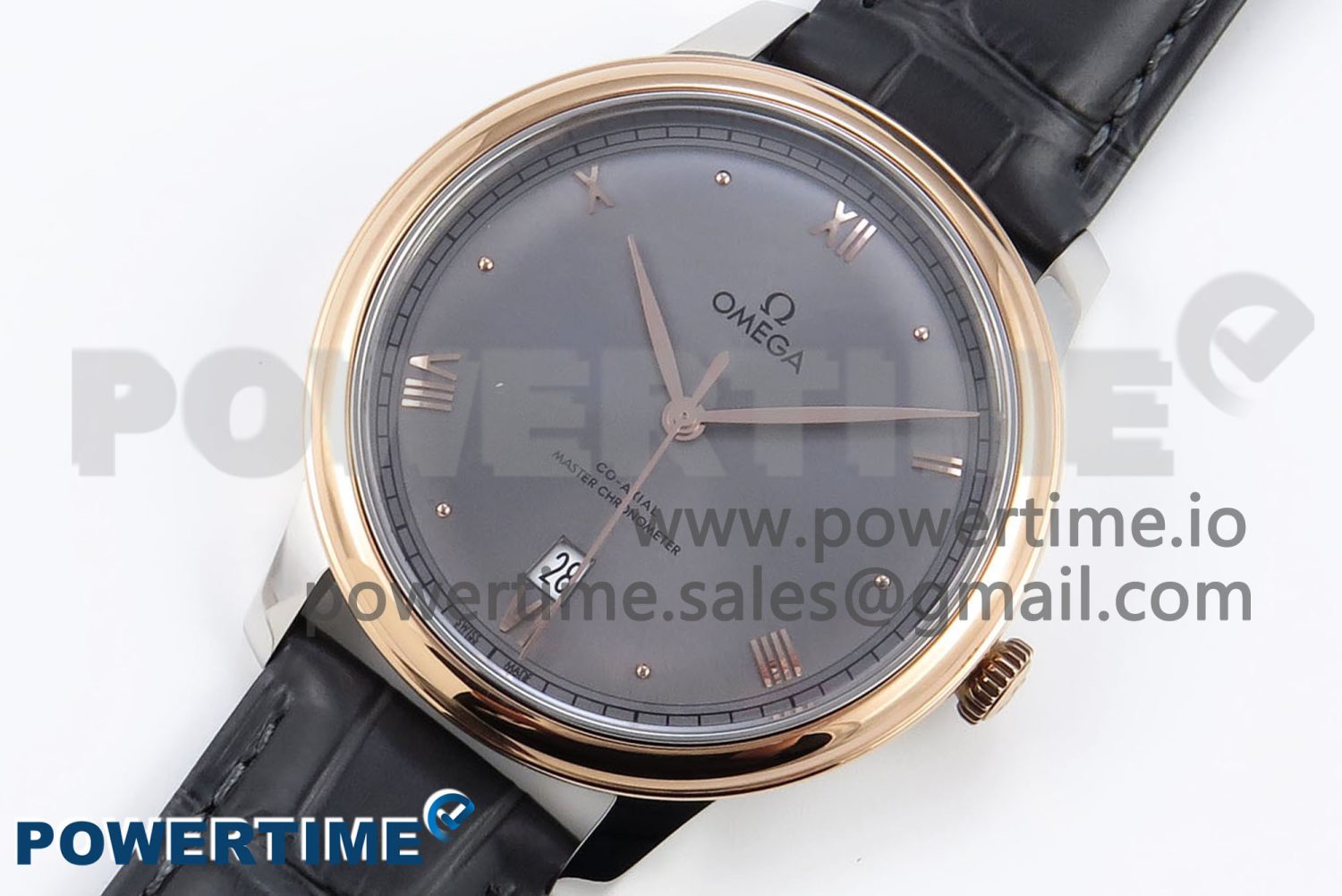 De Ville Date RG MKF 1:1 Best Edition Gray Dial Roman Marker on Gray Leather Strap A8800 - Image 2