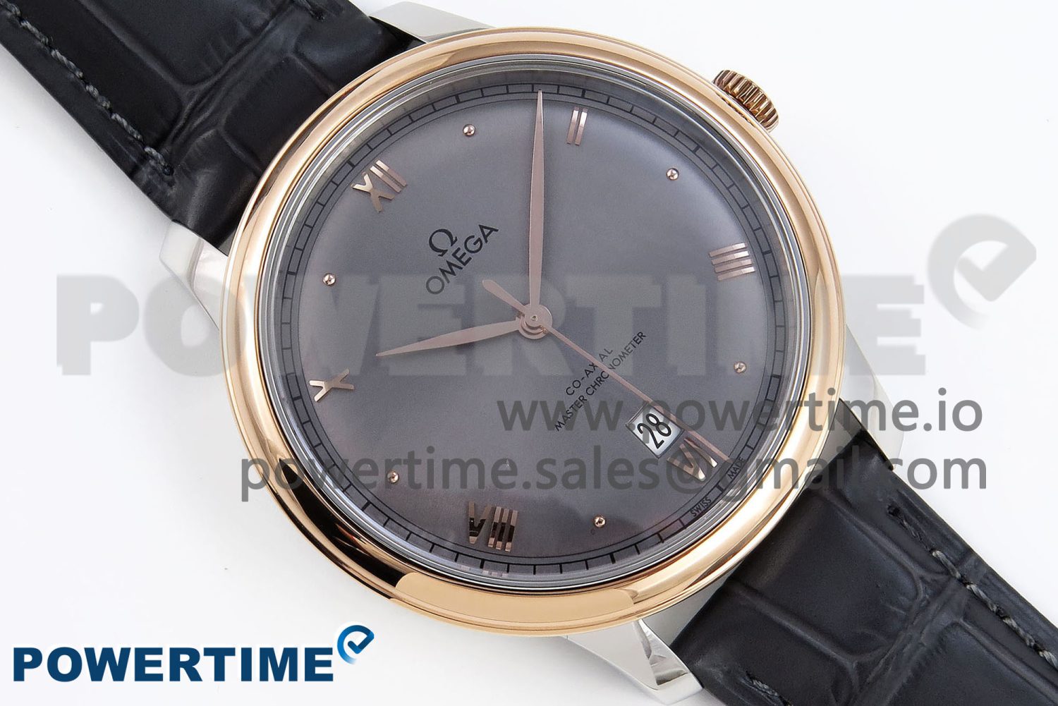 De Ville Date RG MKF 1:1 Best Edition Gray Dial Roman Marker on Gray Leather Strap A8800 - Image 3