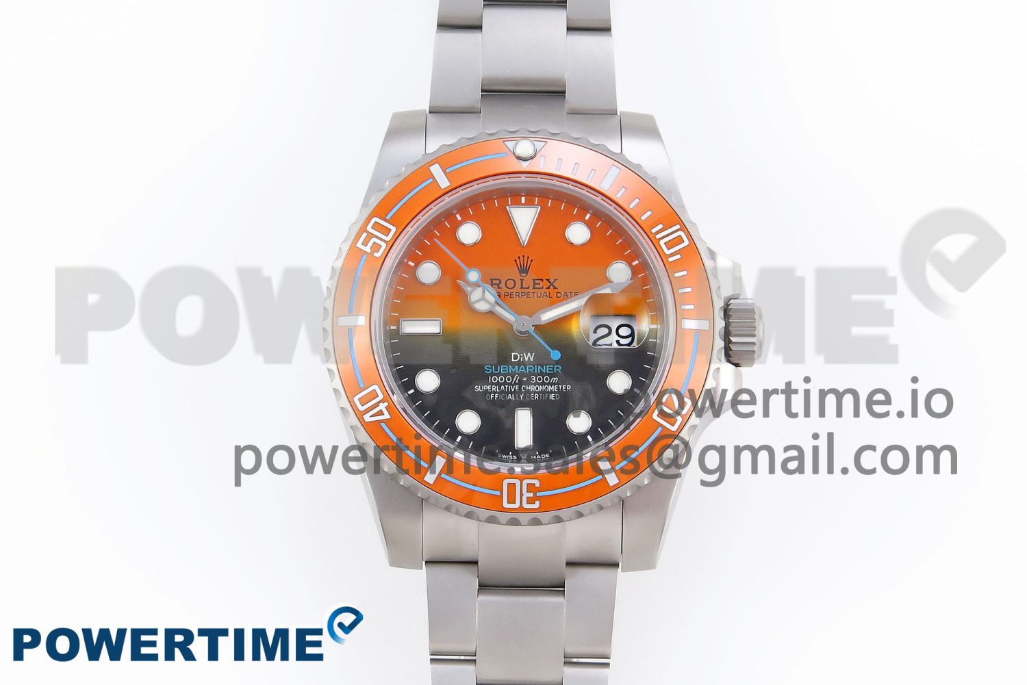 SUBMARINER DIW SANDBLASTED VSF 1:1 BEST EDITION ORANGE CERAMIC BEZEL ORANGE/BLACK DIAL ON SS BRACELET VS3135 - Image 1