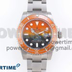 SUBMARINER DIW SANDBLASTED VSF 1:1 BEST EDITION ORANGE CERAMIC BEZEL ORANGE/BLACK DIAL ON SS BRACELET VS3135
