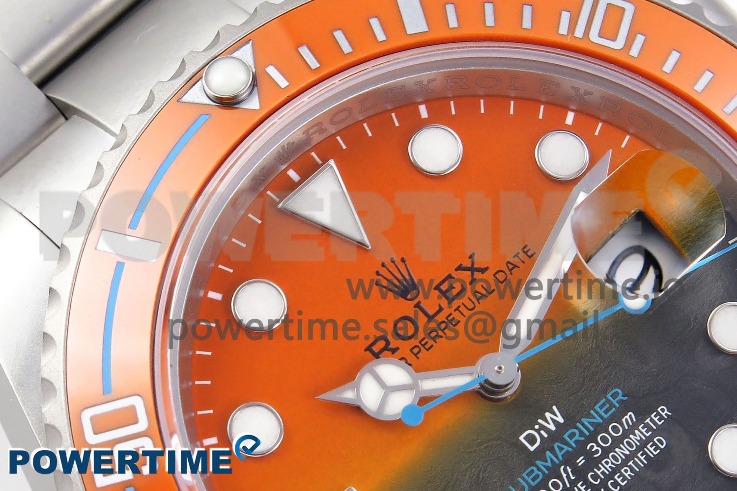 SUBMARINER DIW SANDBLASTED VSF 1:1 BEST EDITION ORANGE CERAMIC BEZEL ORANGE/BLACK DIAL ON SS BRACELET VS3135 - Image 4