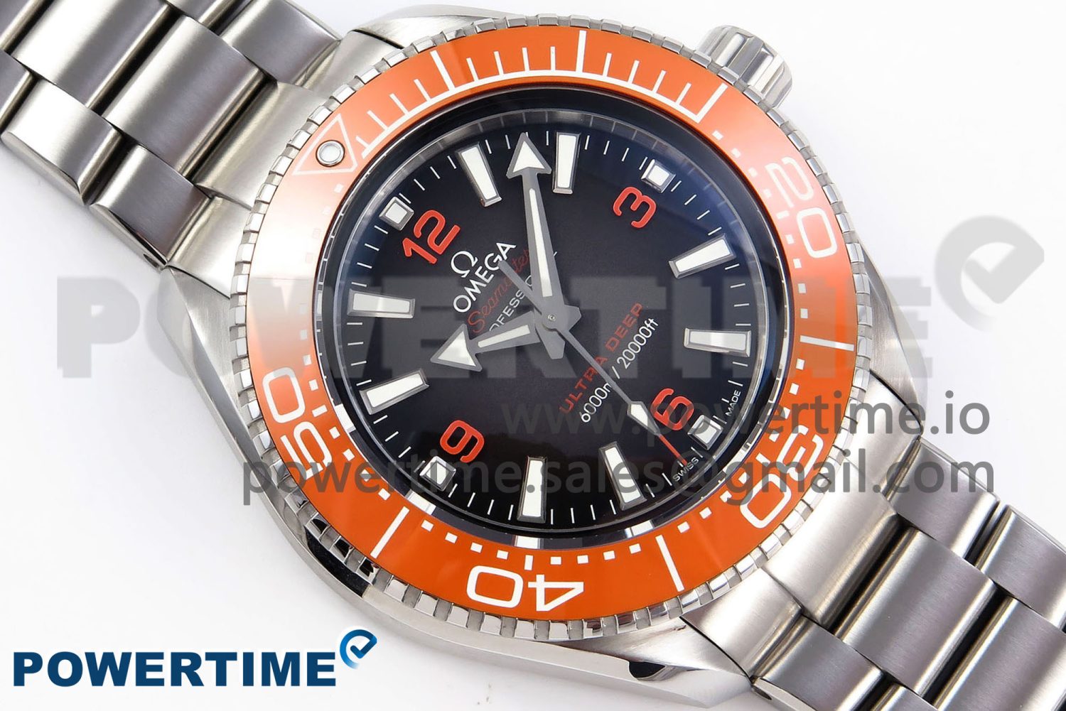 SEAMASTER 6000M ULTRA DEEP SS VSF 1:1 BEST EDITION BROWN DIAL ORANGE BEZEL ON SS BRACELET A8912 SUPER CLONE - Image 3