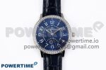 RENDEZ-VOUS NIGHT & DAY SS APSF 1:1 BEST EDITION BLUE TEXTURED DIAL DIAMONDS BEZEL ON BLUE LEATHER STRAP SA898