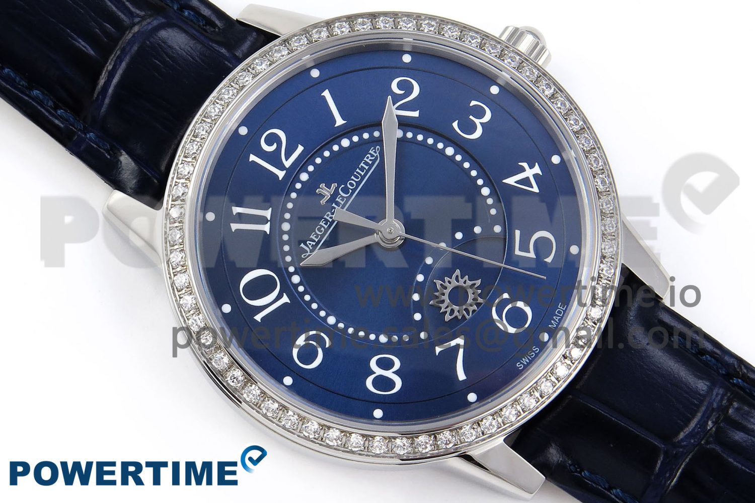 RENDEZ-VOUS NIGHT & DAY SS APSF 1:1 BEST EDITION BLUE TEXTURED DIAL DIAMONDS BEZEL ON BLUE LEATHER STRAP SA898 - Image 3