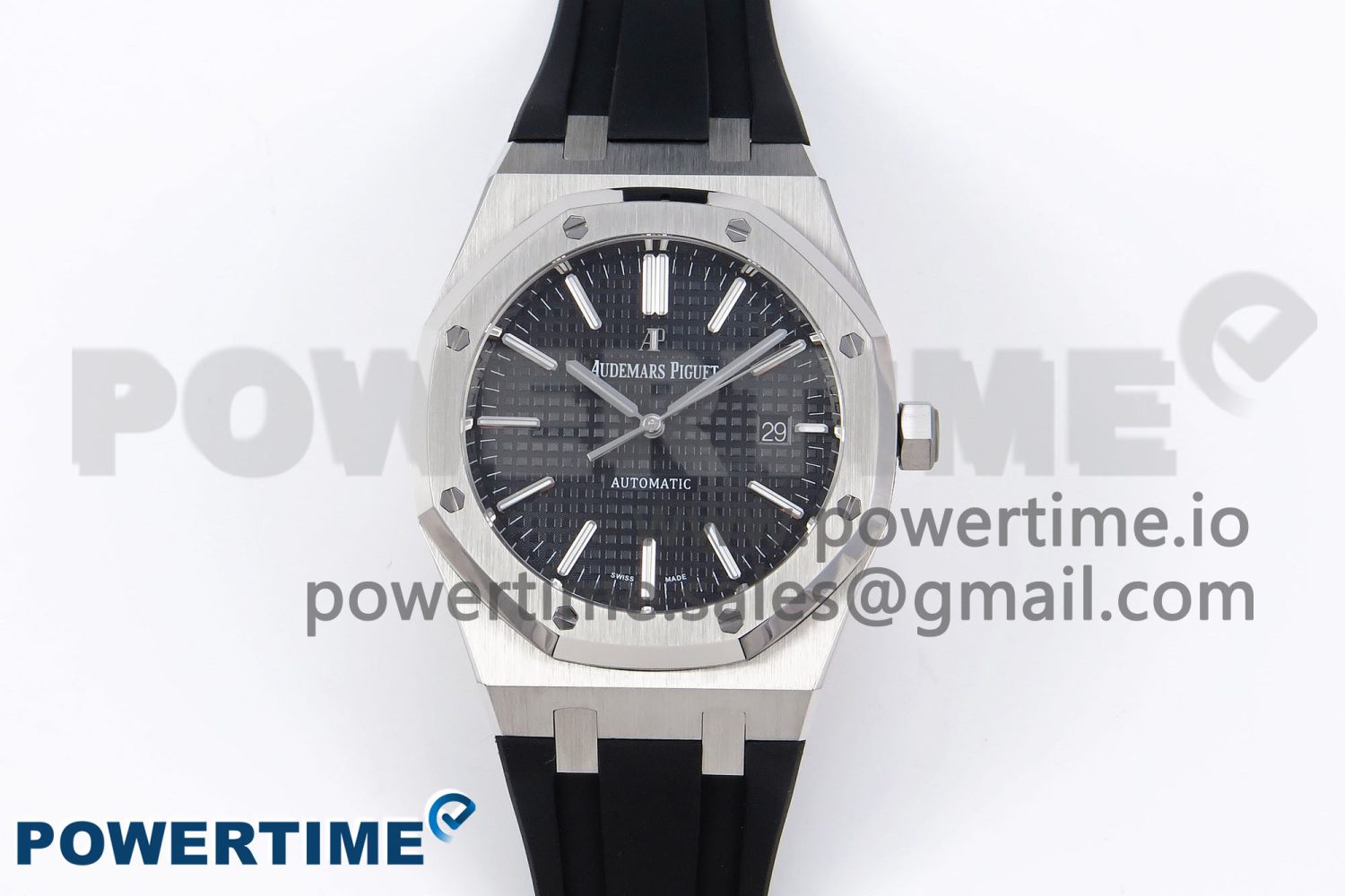 ROYAL OAK 41MM 15400 SS APSF 1:1 BEST EDITION BLACK TEXTURED DIAL ON BLACK RUBBER STRAP SA3120 SUPER CLONE V3 - Image 1