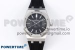 ROYAL OAK 41MM 15400 SS APSF 1:1 BEST EDITION BLACK TEXTURED DIAL ON BLACK RUBBER STRAP SA3120 SUPER CLONE V3