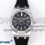 ROYAL OAK 41MM 15400 SS APSF 1:1 BEST EDITION BLACK TEXTURED DIAL ON BLACK RUBBER STRAP SA3120 SUPER CLONE V3