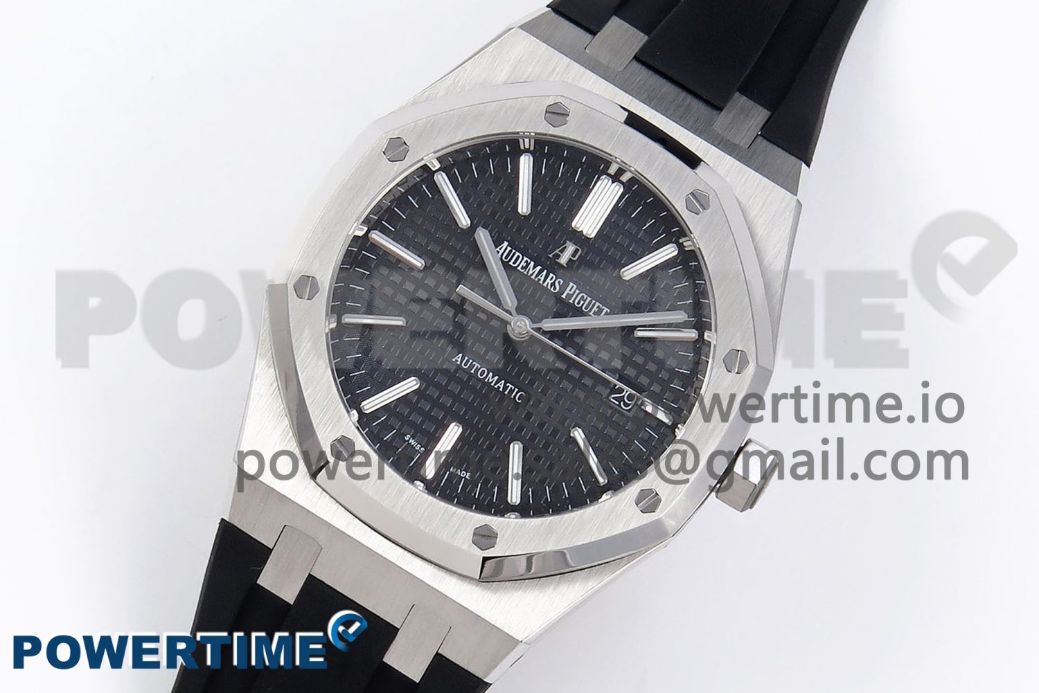ROYAL OAK 41MM 15400 SS APSF 1:1 BEST EDITION BLACK TEXTURED DIAL ON BLACK RUBBER STRAP SA3120 SUPER CLONE V3 - Image 2