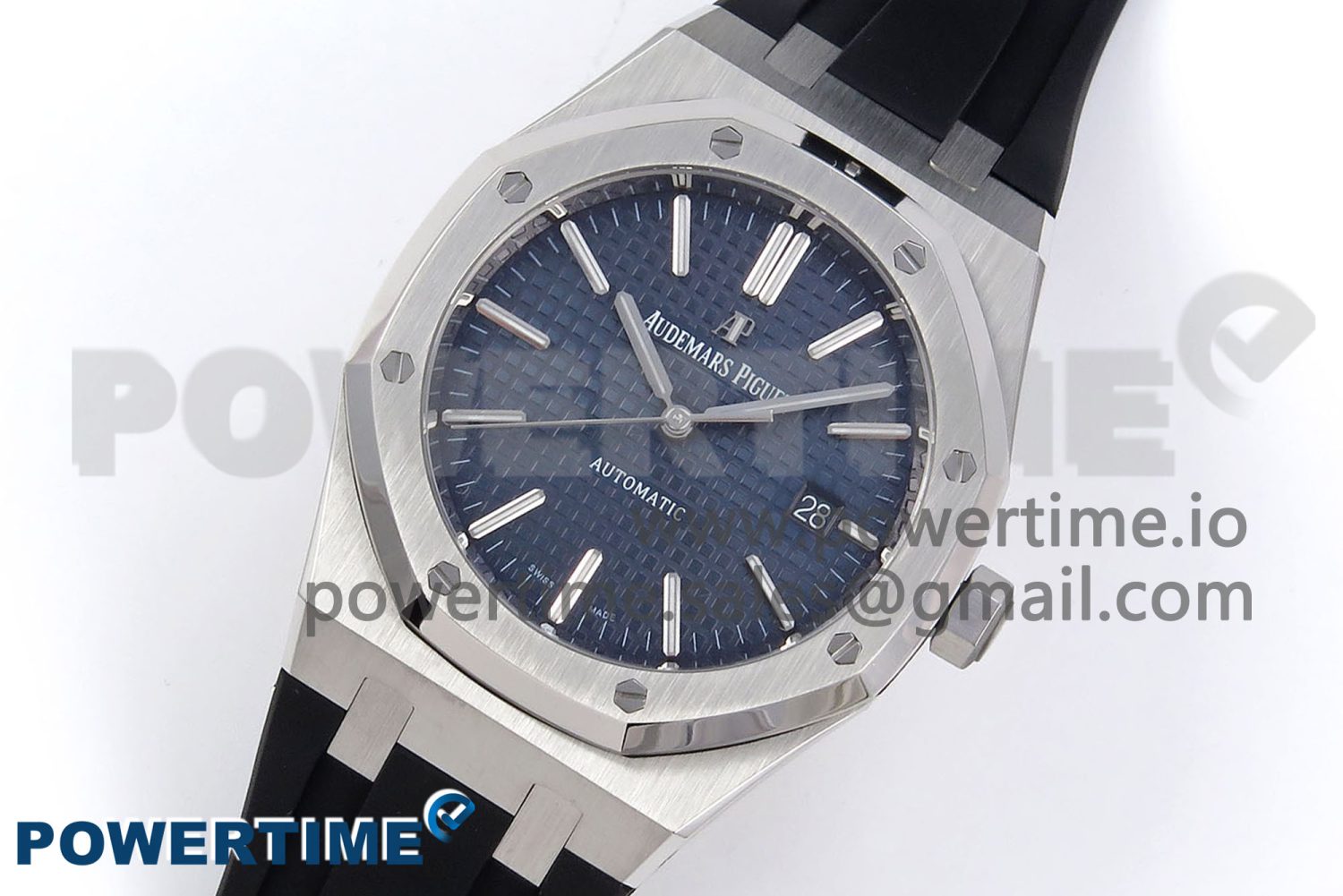 ROYAL OAK 41MM 15400 SS APSF 1:1 BEST EDITION BLUE TEXTURED DIAL ON BLACK RUBBER STRAP SA3120 SUPER CLONE V3 - Image 2