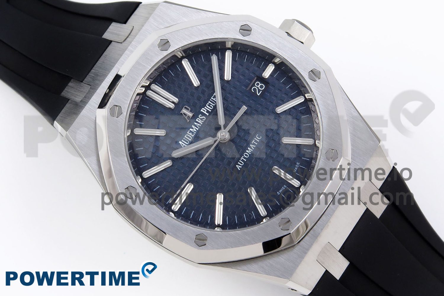 ROYAL OAK 41MM 15400 SS APSF 1:1 BEST EDITION BLUE TEXTURED DIAL ON BLACK RUBBER STRAP SA3120 SUPER CLONE V3 - Image 3