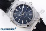 ROYAL OAK 41MM 15400 SS APSF 1:1 BEST EDITION BLUE TEXTURED DIAL ON BLACK RUBBER STRAP SA3120 SUPER CLONE V3 - Image 3