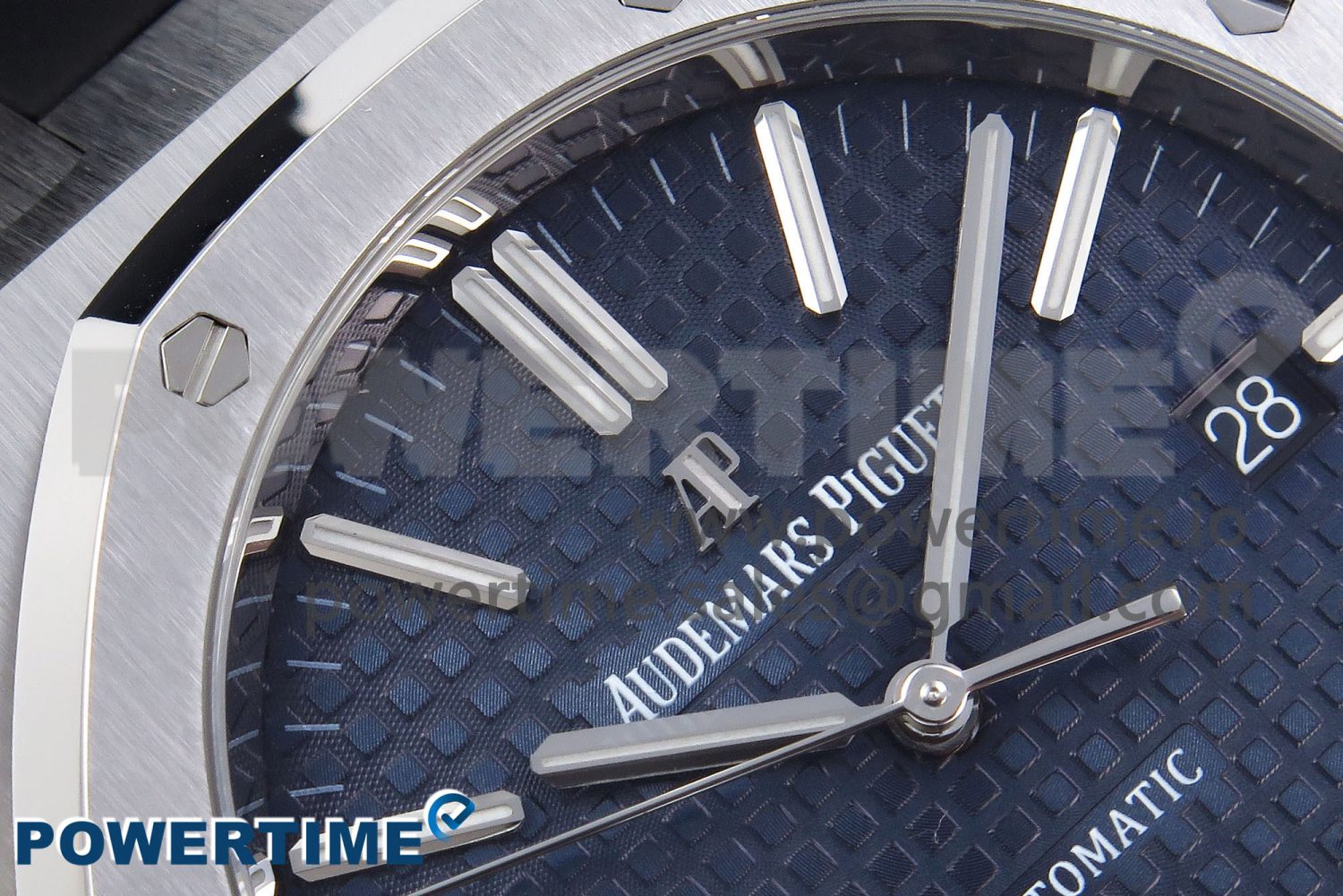 ROYAL OAK 41MM 15400 SS APSF 1:1 BEST EDITION BLUE TEXTURED DIAL ON BLACK RUBBER STRAP SA3120 SUPER CLONE V3 - Image 4