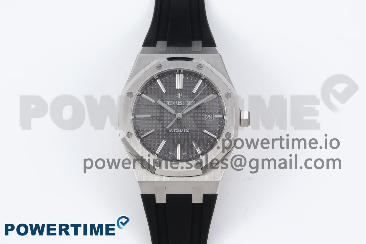 ROYAL OAK 41MM 15400 SS APSF 1:1 BEST EDITION GRAY TEXTURED DIAL ON BLACK RUBBER STRAP SA3120 SUPER CLONE V3 - Image 1