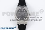ROYAL OAK 41MM 15400 SS APSF 1:1 BEST EDITION GRAY TEXTURED DIAL ON BLACK RUBBER STRAP SA3120 SUPER CLONE V3