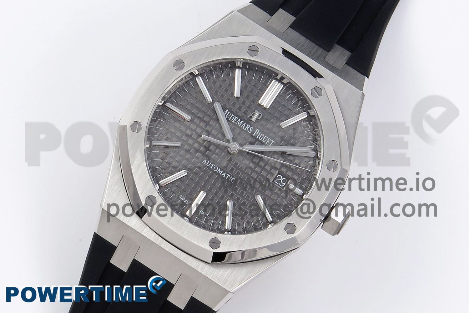 ROYAL OAK 41MM 15400 SS APSF 1:1 BEST EDITION GRAY TEXTURED DIAL ON BLACK RUBBER STRAP SA3120 SUPER CLONE V3 - Image 2