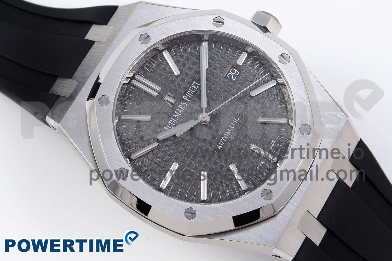ROYAL OAK 41MM 15400 SS APSF 1:1 BEST EDITION GRAY TEXTURED DIAL ON BLACK RUBBER STRAP SA3120 SUPER CLONE V3 - Image 3