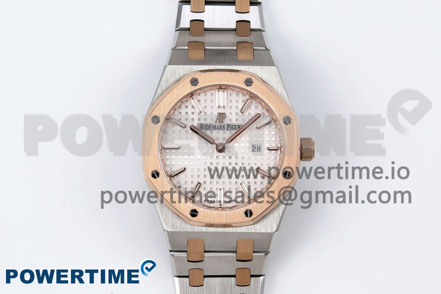 Lady Royal Oak 33mm 67651 SS/RG ZF 1:1 Best Edition White Textured Dial on SS/RG Bracelet RONDA Quartz - Image 1