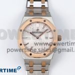 Lady Royal Oak 33mm 67651 SS/RG ZF 1:1 Best Edition White Textured Dial on SS/RG Bracelet RONDA Quartz