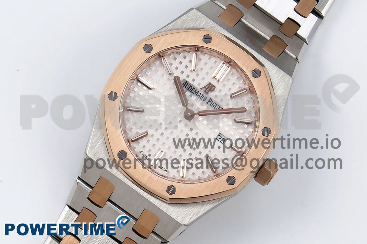 Lady Royal Oak 33mm 67651 SS/RG ZF 1:1 Best Edition White Textured Dial on SS/RG Bracelet RONDA Quartz - Image 2