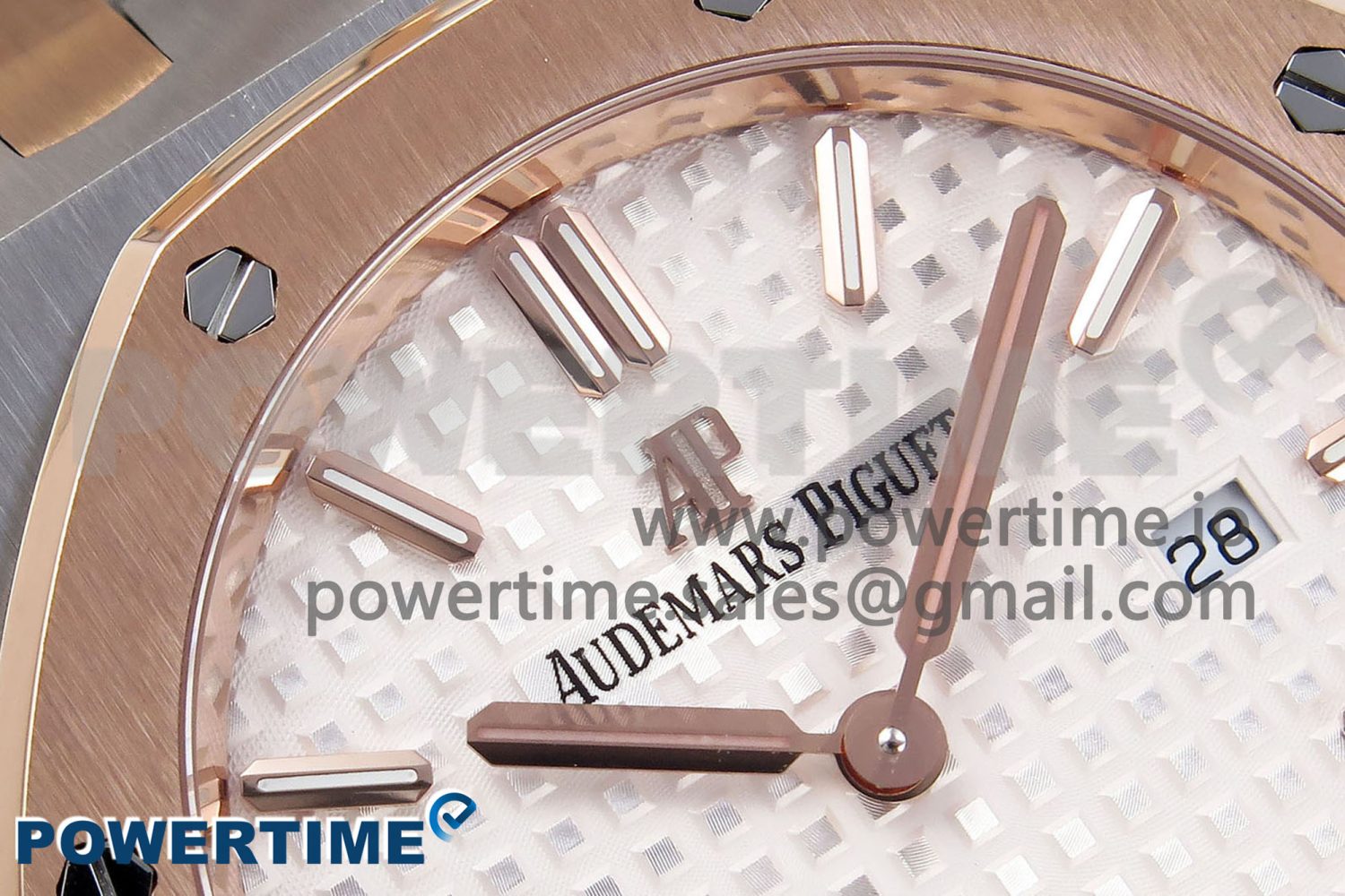 Lady Royal Oak 33mm 67651 SS/RG ZF 1:1 Best Edition White Textured Dial on SS/RG Bracelet RONDA Quartz - Image 4