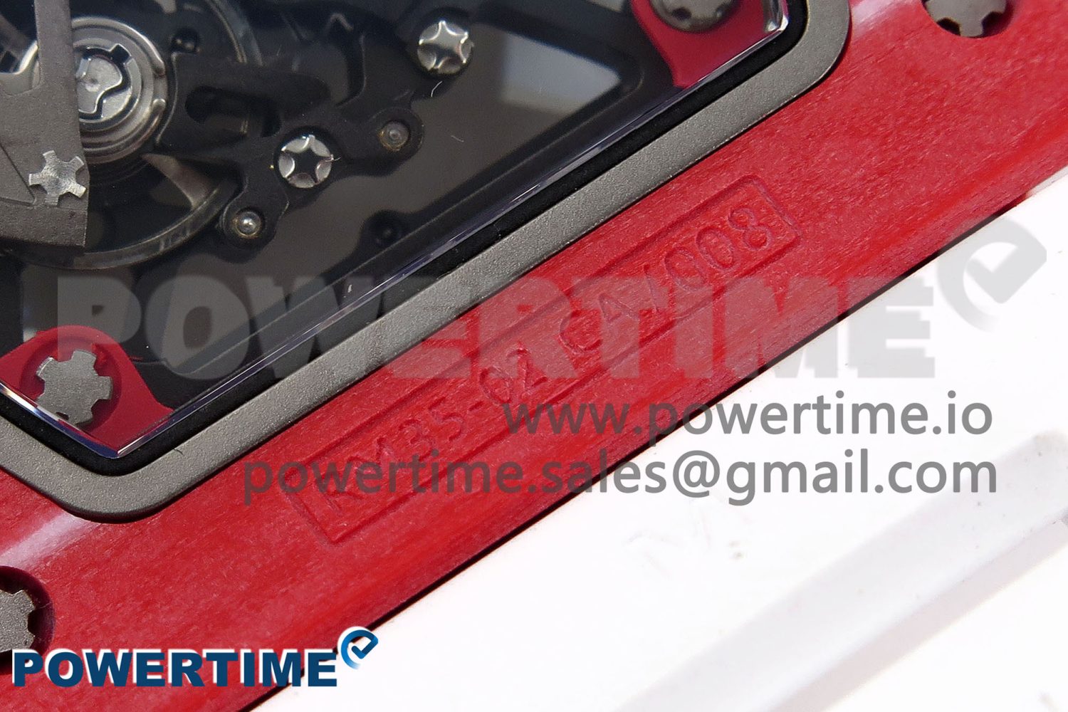 RM035 Red Carbon SONIC Best Edition Skeleton Dial on White Rubber Strap Clone RMUL2 - Image 7