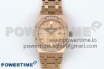 Lady Royal Oak 33mm 67651 Diamonds Bezel RG ZF 1:1 Best Edition RG Textured Dial on RG Bracelet RONDA Quartz