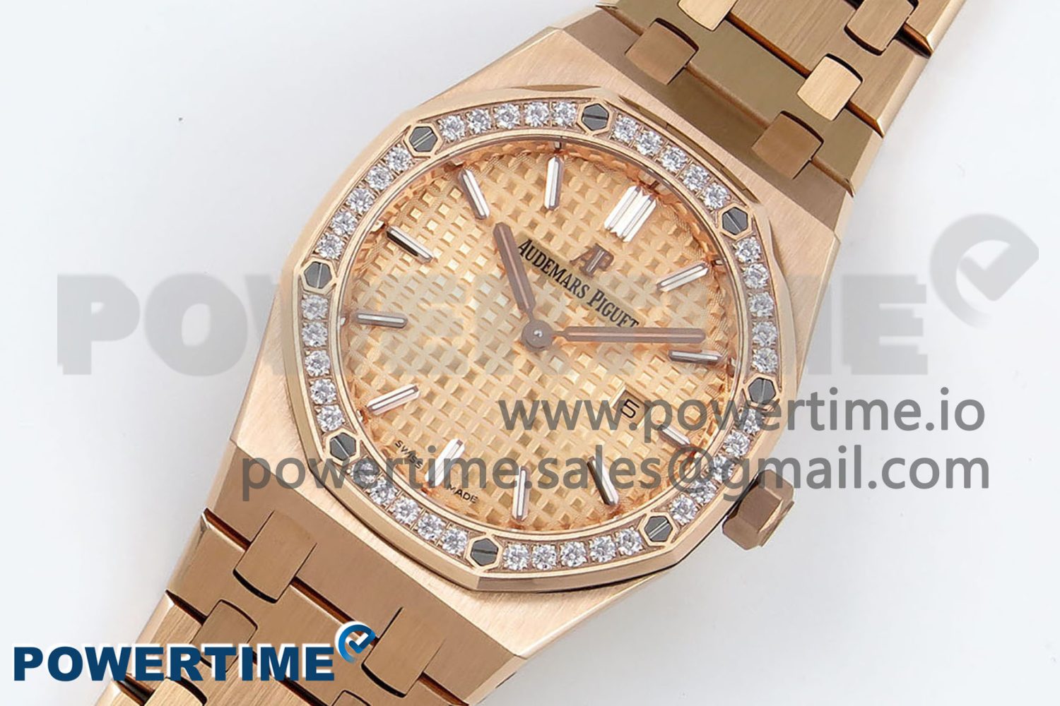 Lady Royal Oak 33mm 67651 Diamonds Bezel RG ZF 1:1 Best Edition RG Textured Dial on RG Bracelet RONDA Quartz - Image 2