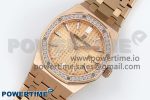 Lady Royal Oak 33mm 67651 Diamonds Bezel RG ZF 1:1 Best Edition RG Textured Dial on RG Bracelet RONDA Quartz - Image 2