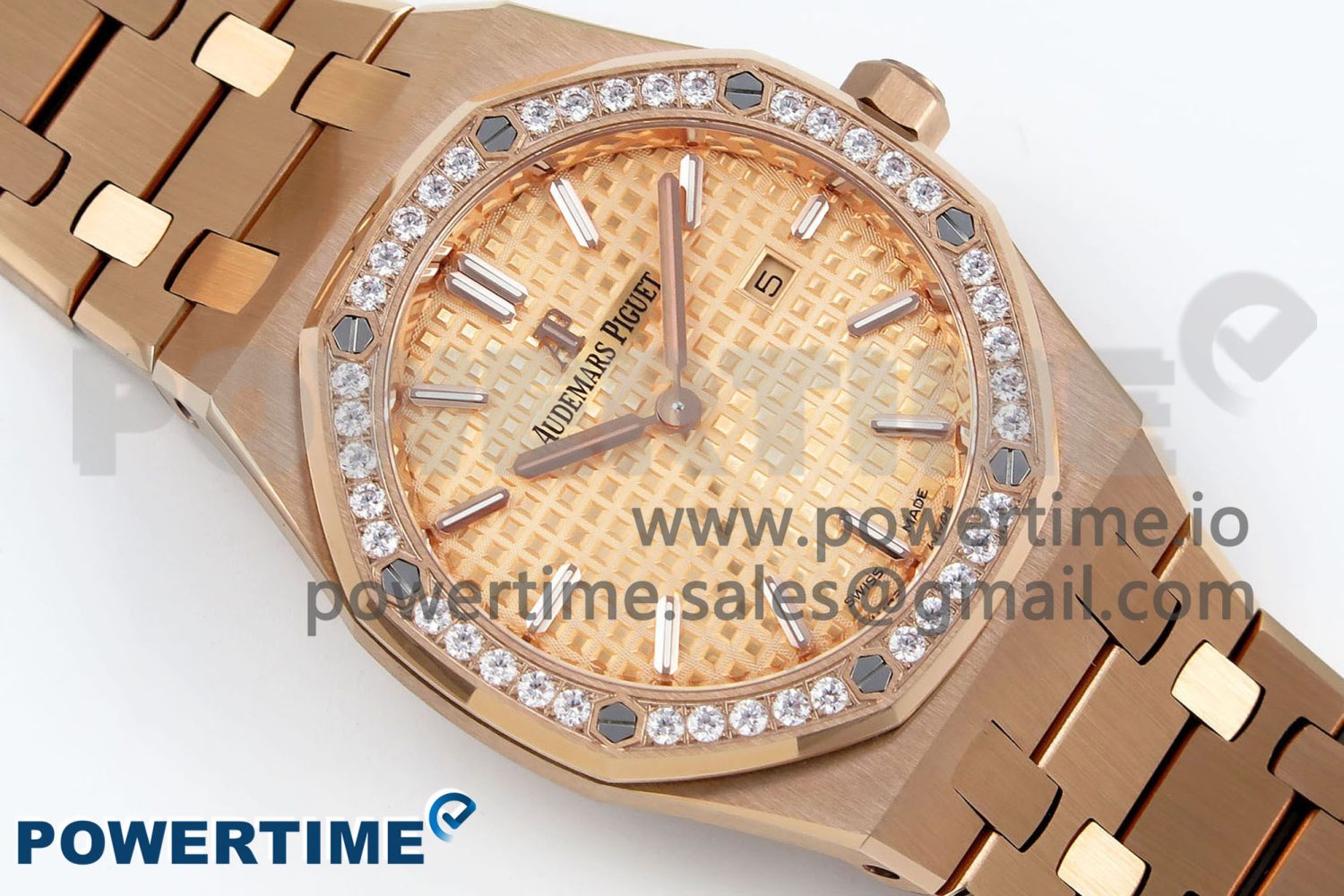 Lady Royal Oak 33mm 67651 Diamonds Bezel RG ZF 1:1 Best Edition RG Textured Dial on RG Bracelet RONDA Quartz - Image 3