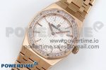 Lady Royal Oak 33mm 67651 Diamonds Bezel RG ZF 1:1 Best Edition White Textured Dial on RG Bracelet RONDA Quartz - Image 2