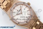 Lady Royal Oak 33mm 67651 Diamonds Bezel RG ZF 1:1 Best Edition White Textured Dial on RG Bracelet RONDA Quartz - Image 3