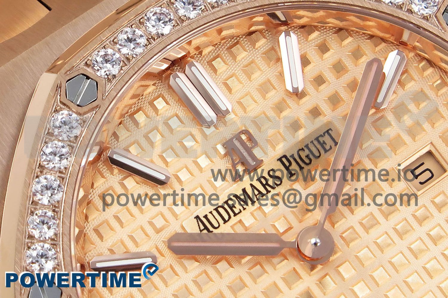 Lady Royal Oak 33mm 67651 Diamonds Bezel RG ZF 1:1 Best Edition RG Textured Dial on RG Bracelet RONDA Quartz - Image 4